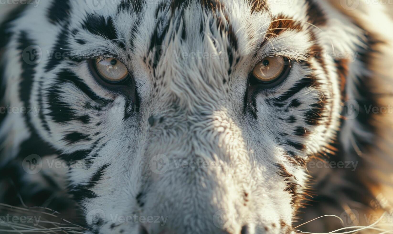 Close-up of a white tiger's face photo