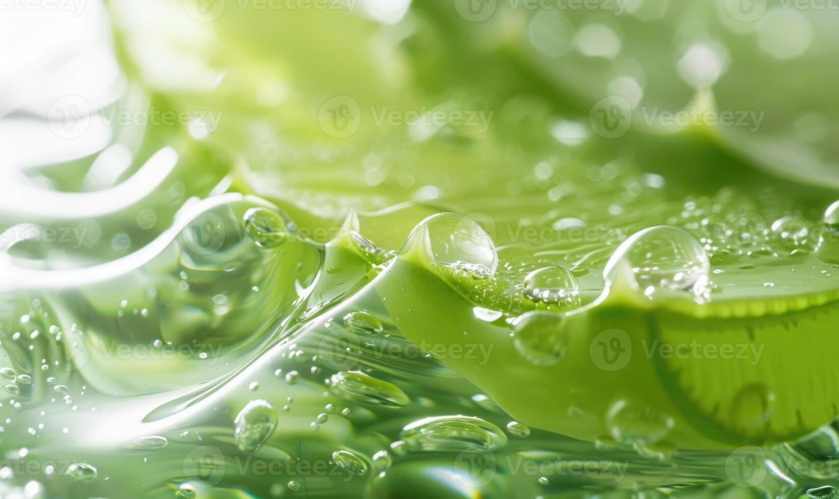 Close-up of aloe vera gel being extracted and blended with botanical oils and essences photo