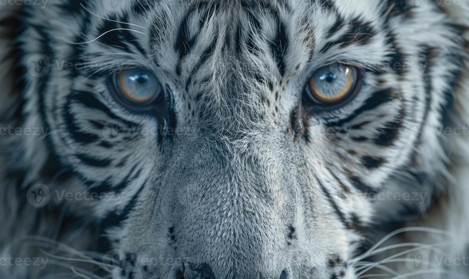 Close-up of a white tiger's face photo