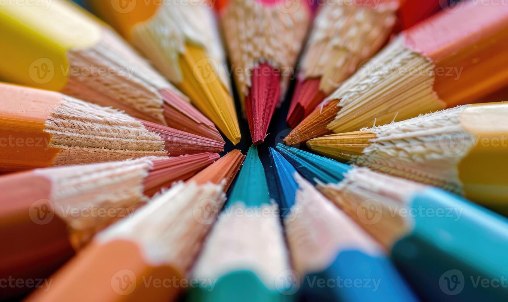 Close-up of a bunch of colored pencils, abstract background with colored pencils macro view photo