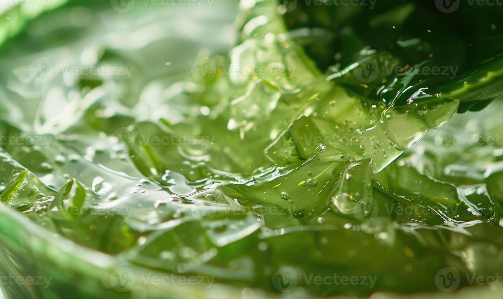 Close-up of aloe vera gel being extracted and blended with botanical oils and essences photo