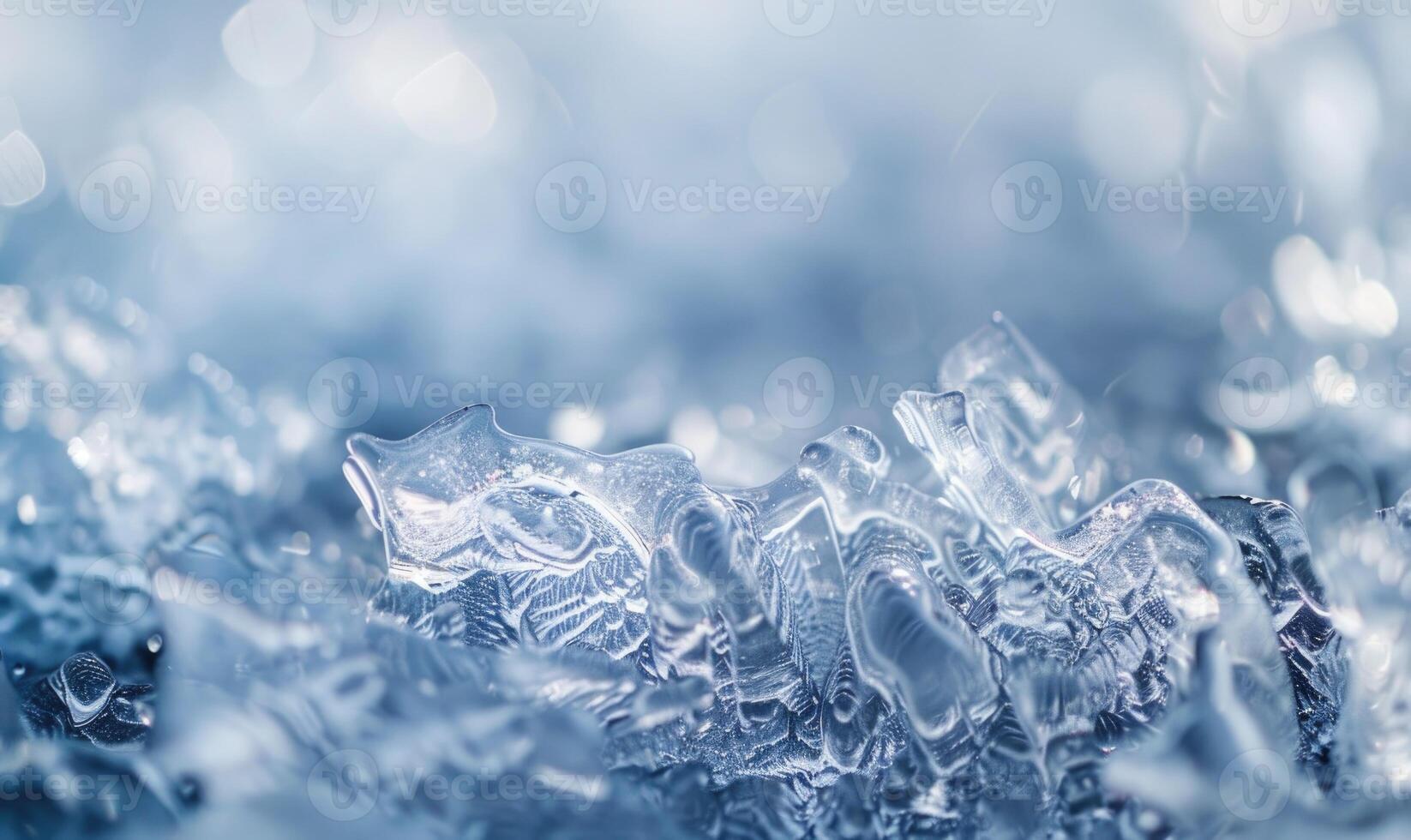Close-up of intricate ice formations on the surface of a frozen lake photo