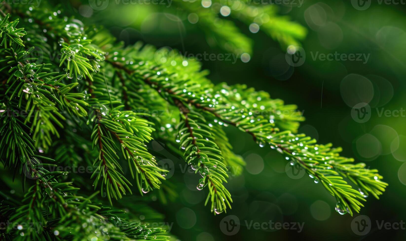 Close-up of cedar branches with vibrant green needles photo