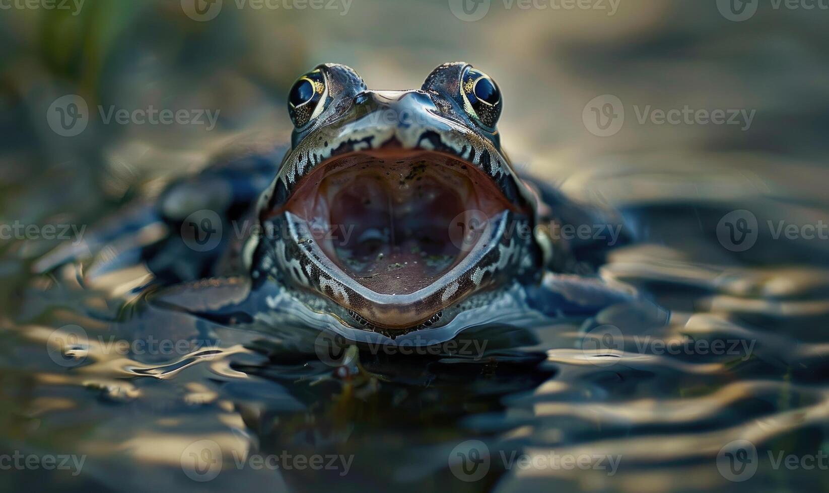 Close-up of Rana arvalis croaking photo