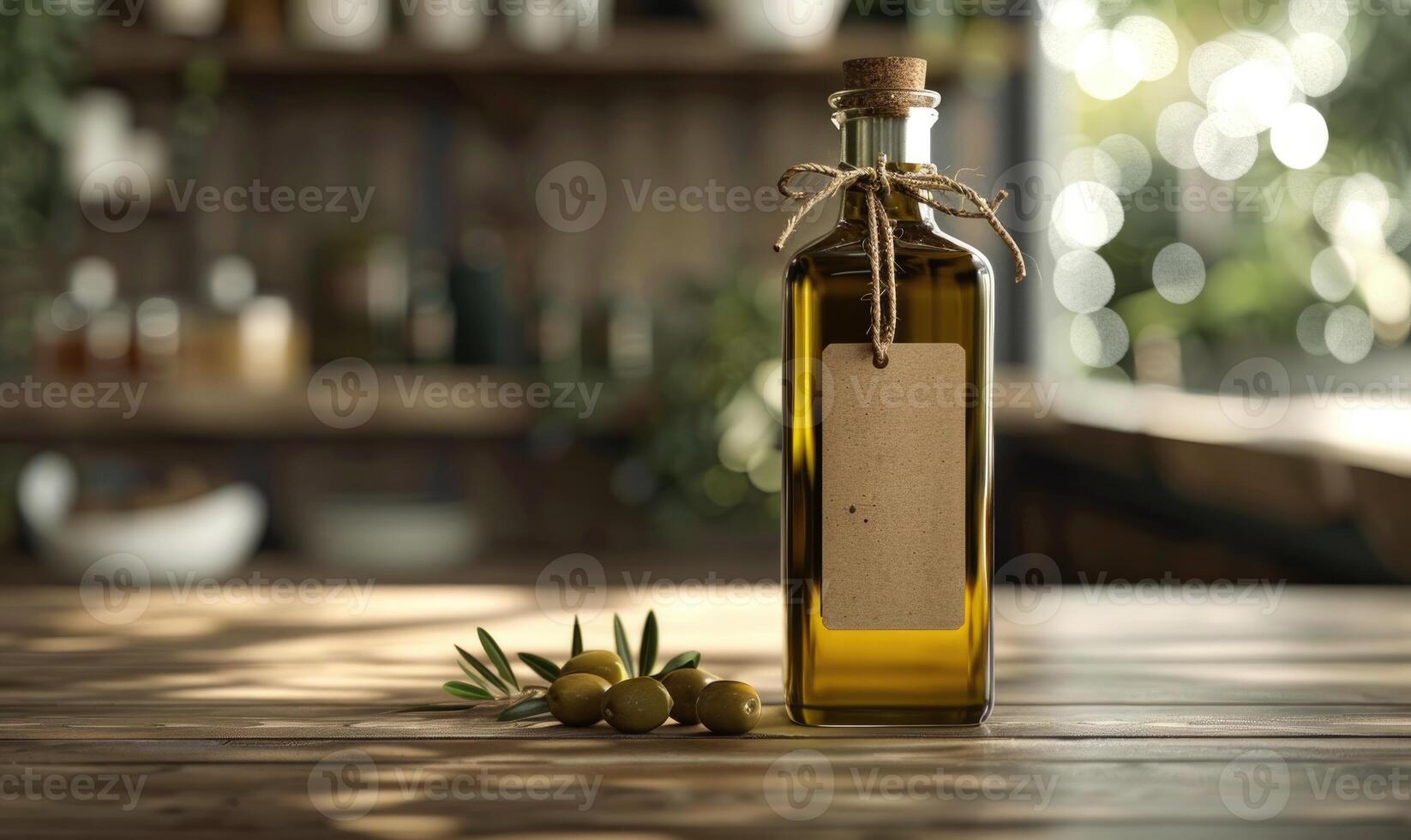 Amber glass bottle mockup containing premium organic oil, beauty care produce background photo