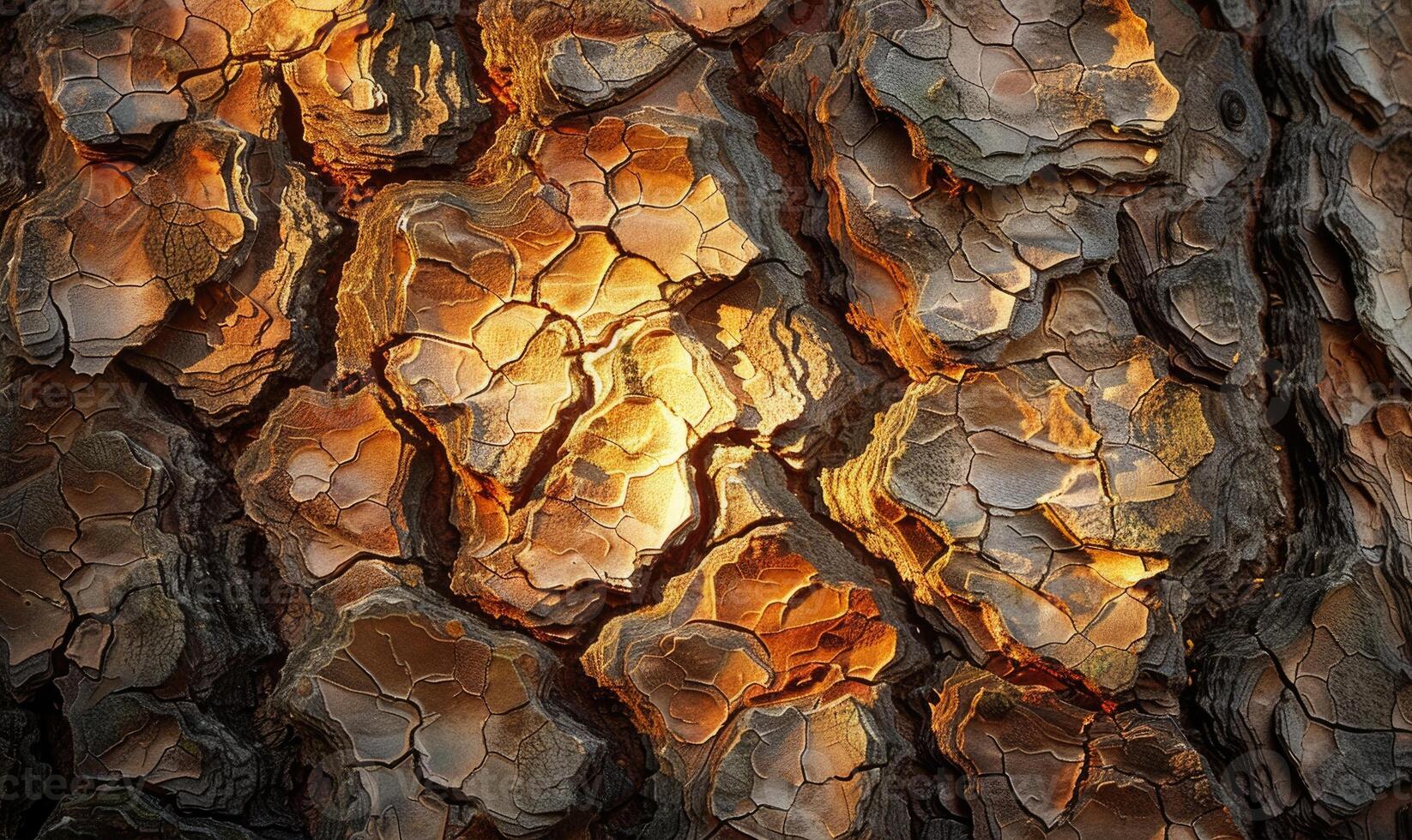 Close-up of pine bark with intricate patterns and textures photo