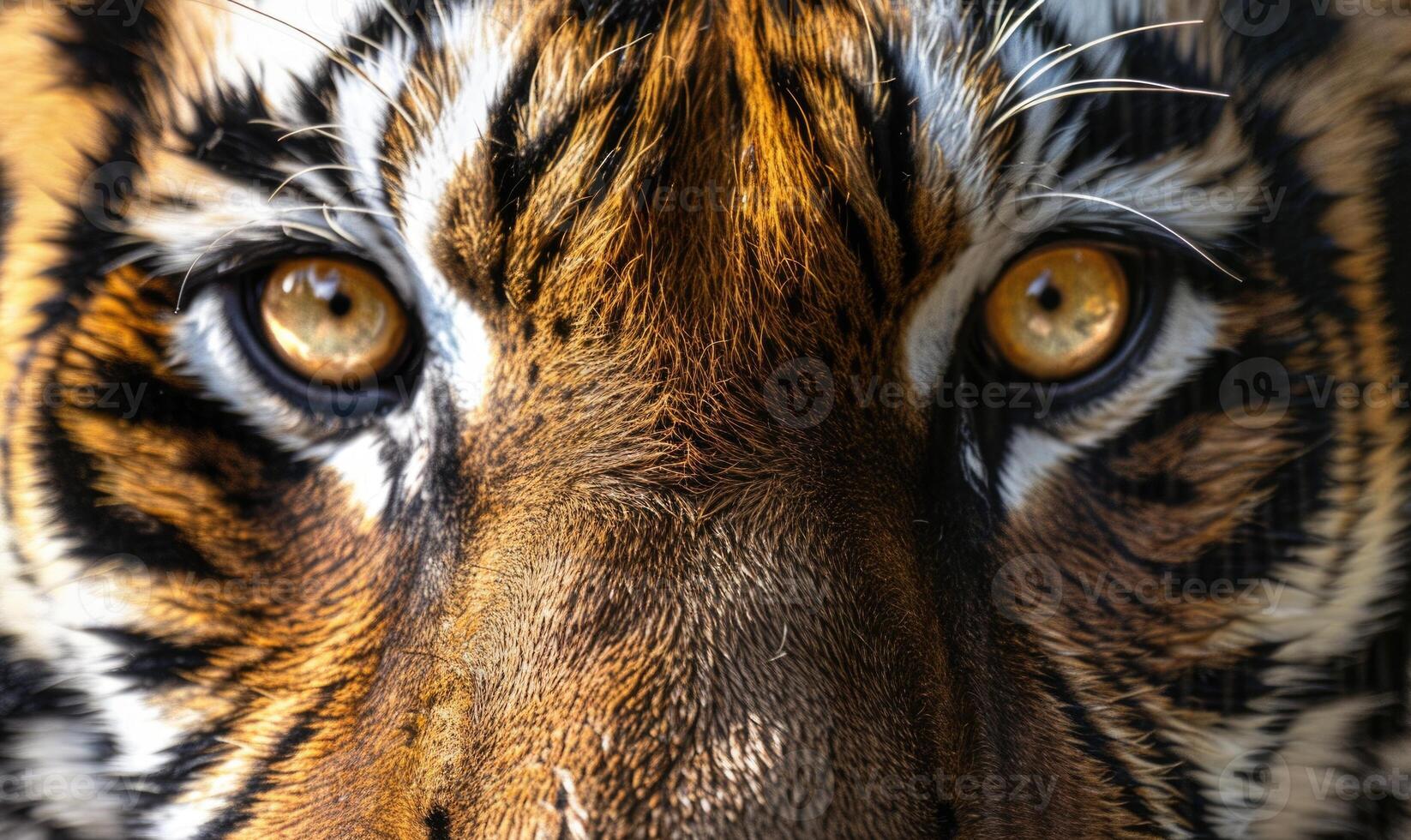 Close-up of a Siberian tiger's face under studio lights photo