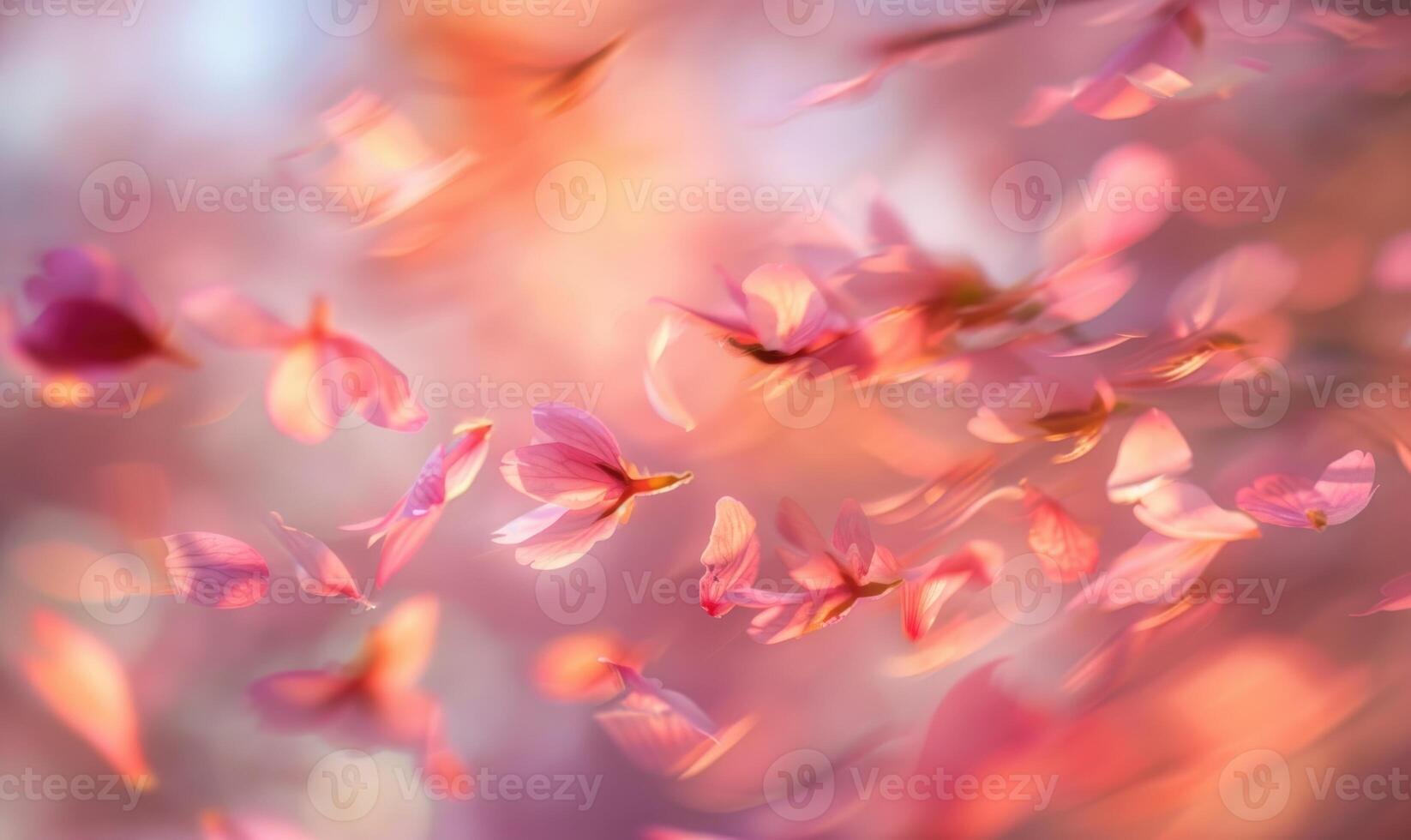 Cherry blossom petals in the breeze, floral background, soft focus, blurred background photo