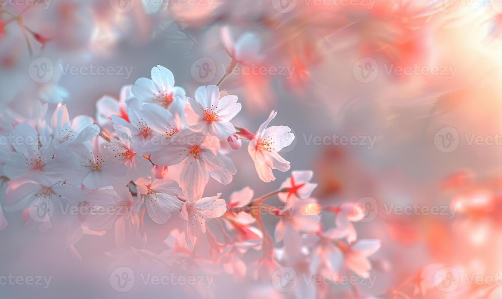 Cherry blossom petals in the breeze, floral background, soft focus, blurred background photo