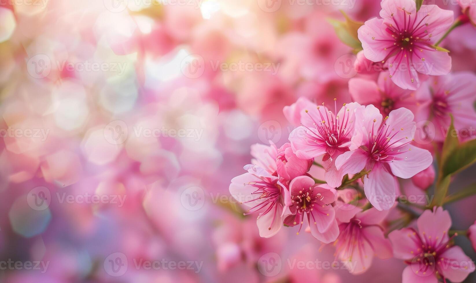 Blooming cherry blossom tree, closeup view, selective focus, bokeh photo