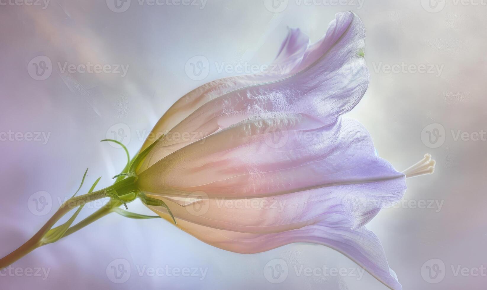 Close-up of a bellflower in soft light, closeup view, selective focus, spring background photo