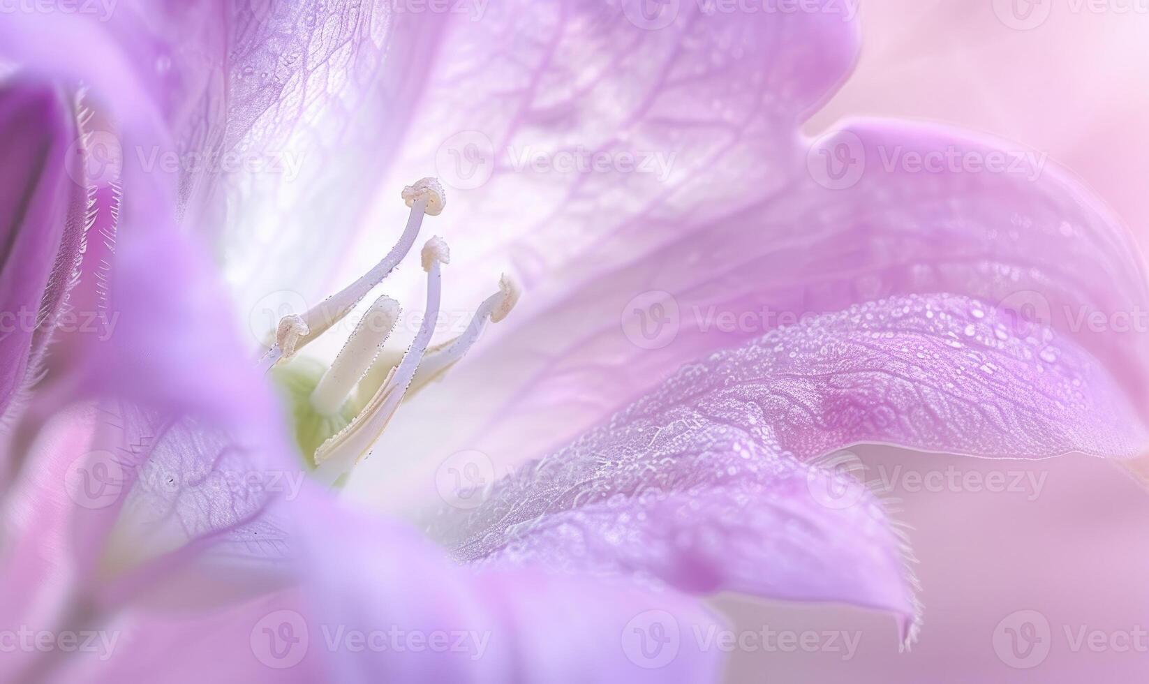 Close-up of a bellflower in soft light, closeup view, selective focus, spring background photo