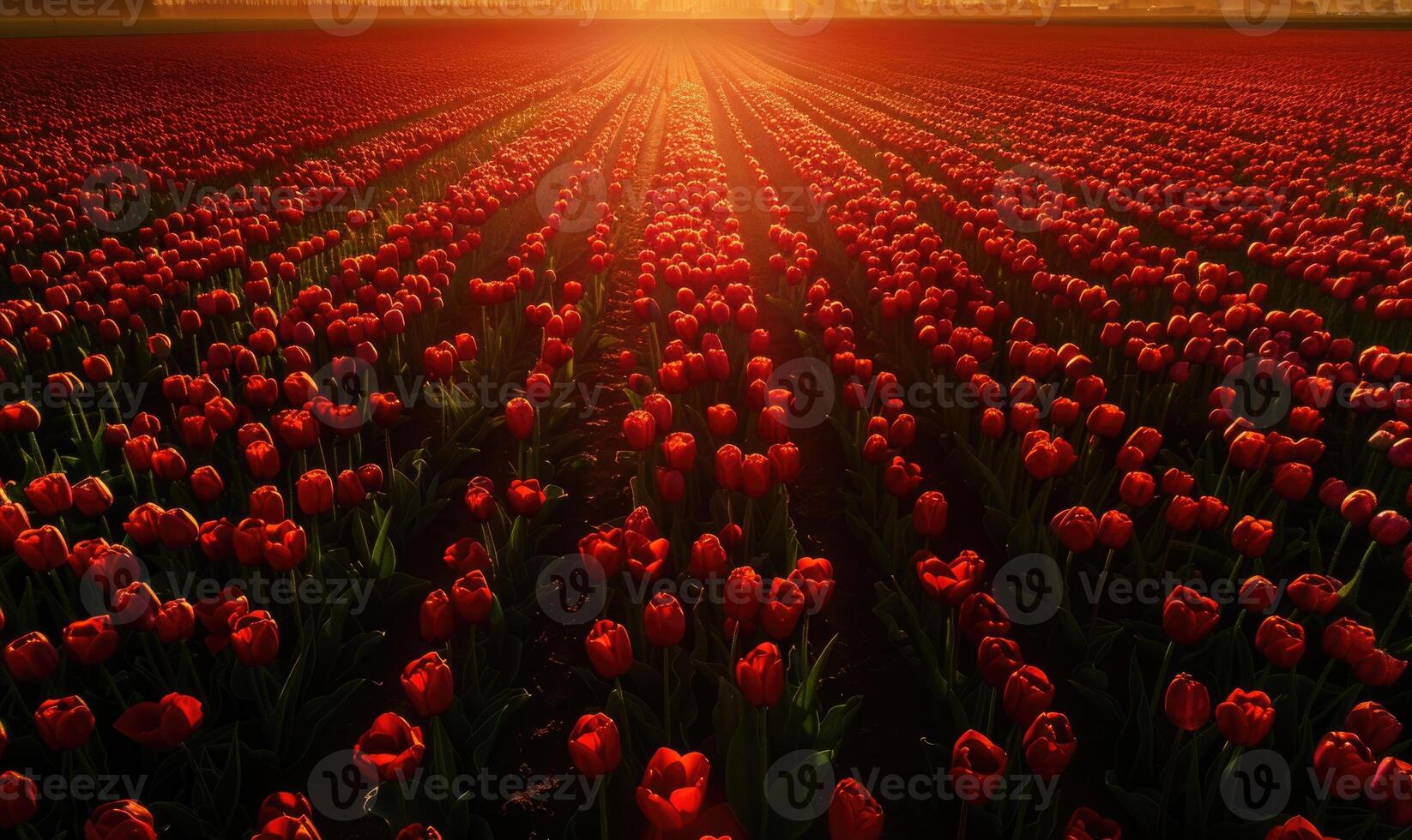 Tulip field at sunrise, tulip background photo