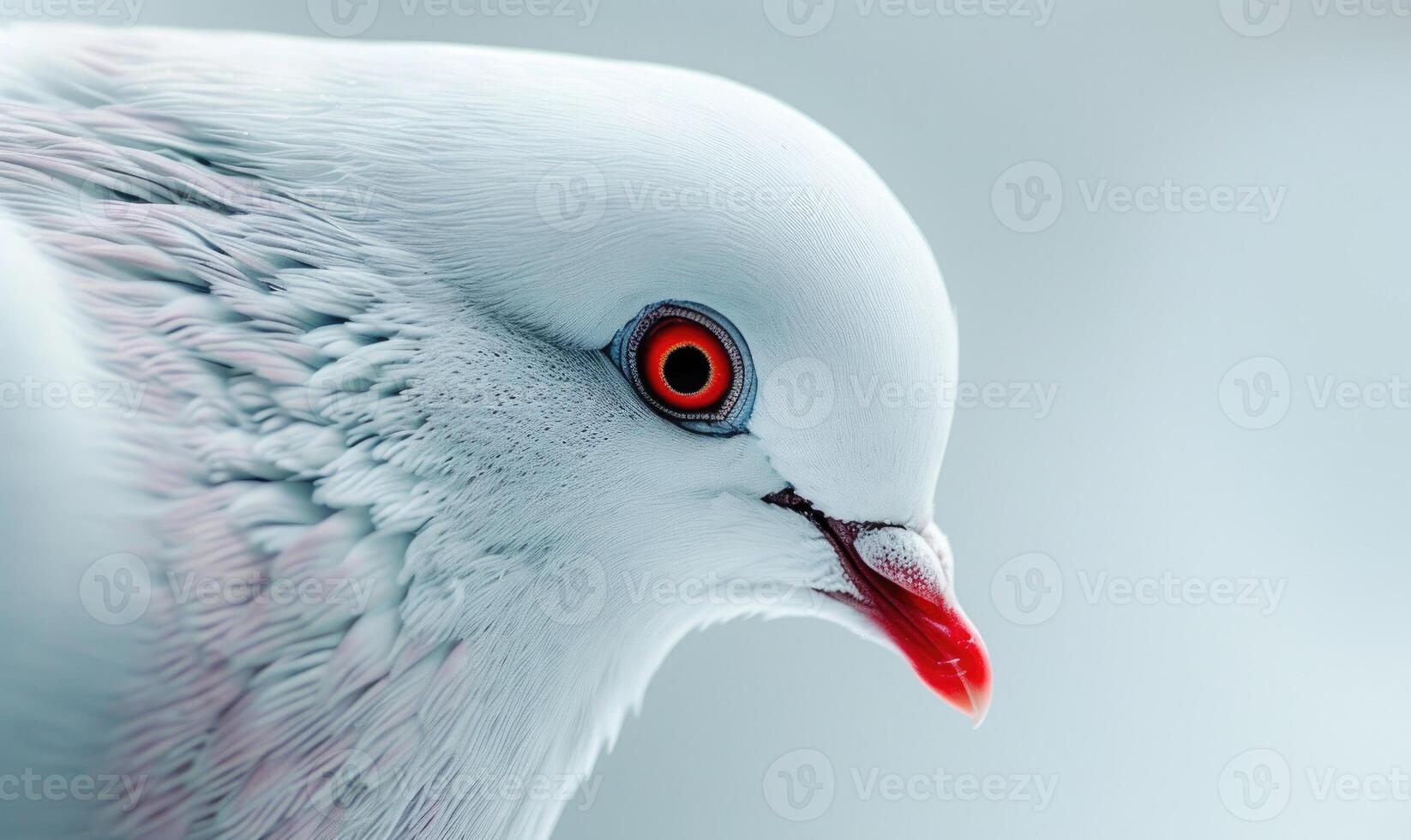 blanco Paloma con brillante rojo ojos capturado en un sorprendentes de cerca foto