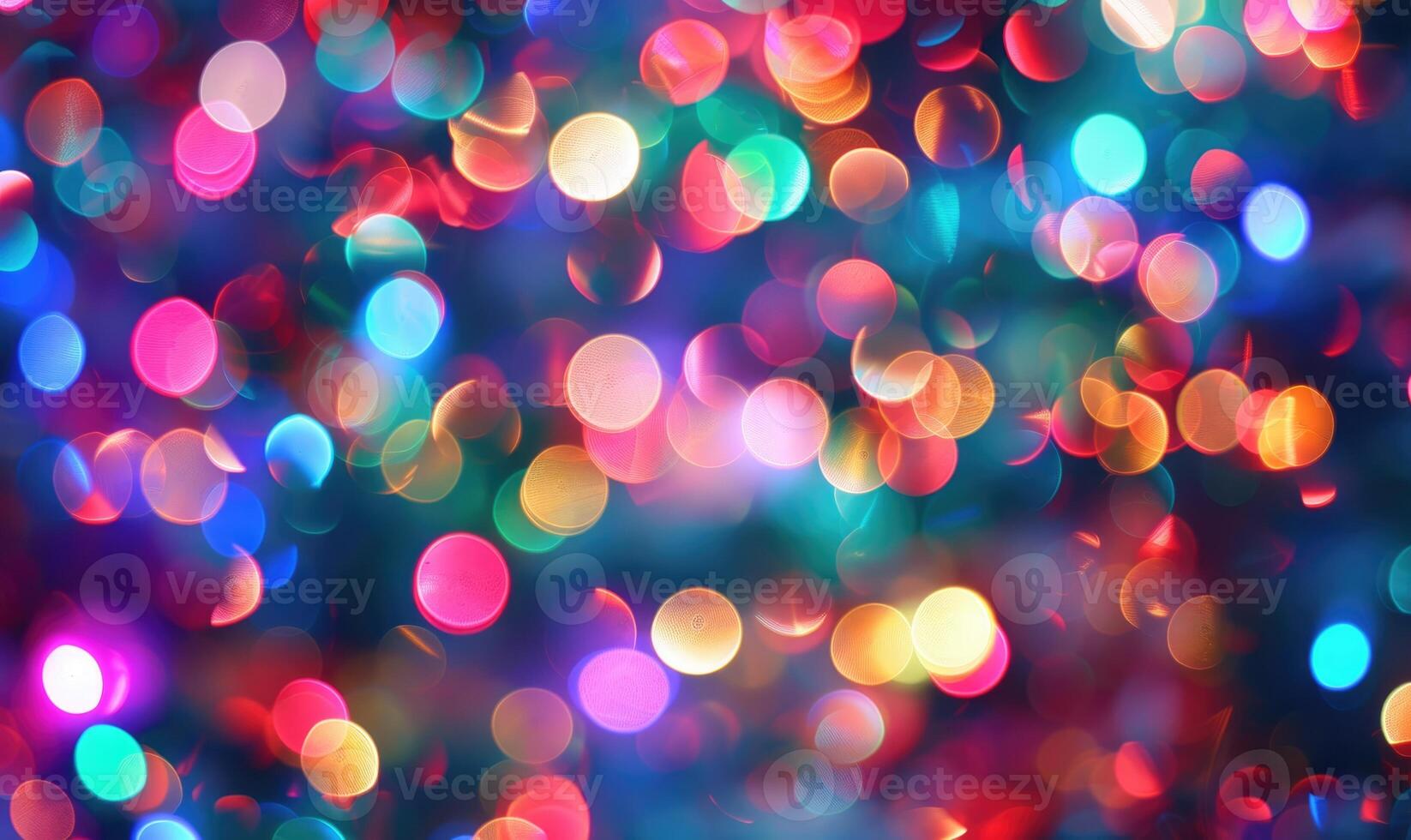Colorful bokeh lights creating a festive atmosphere, abstract background photo