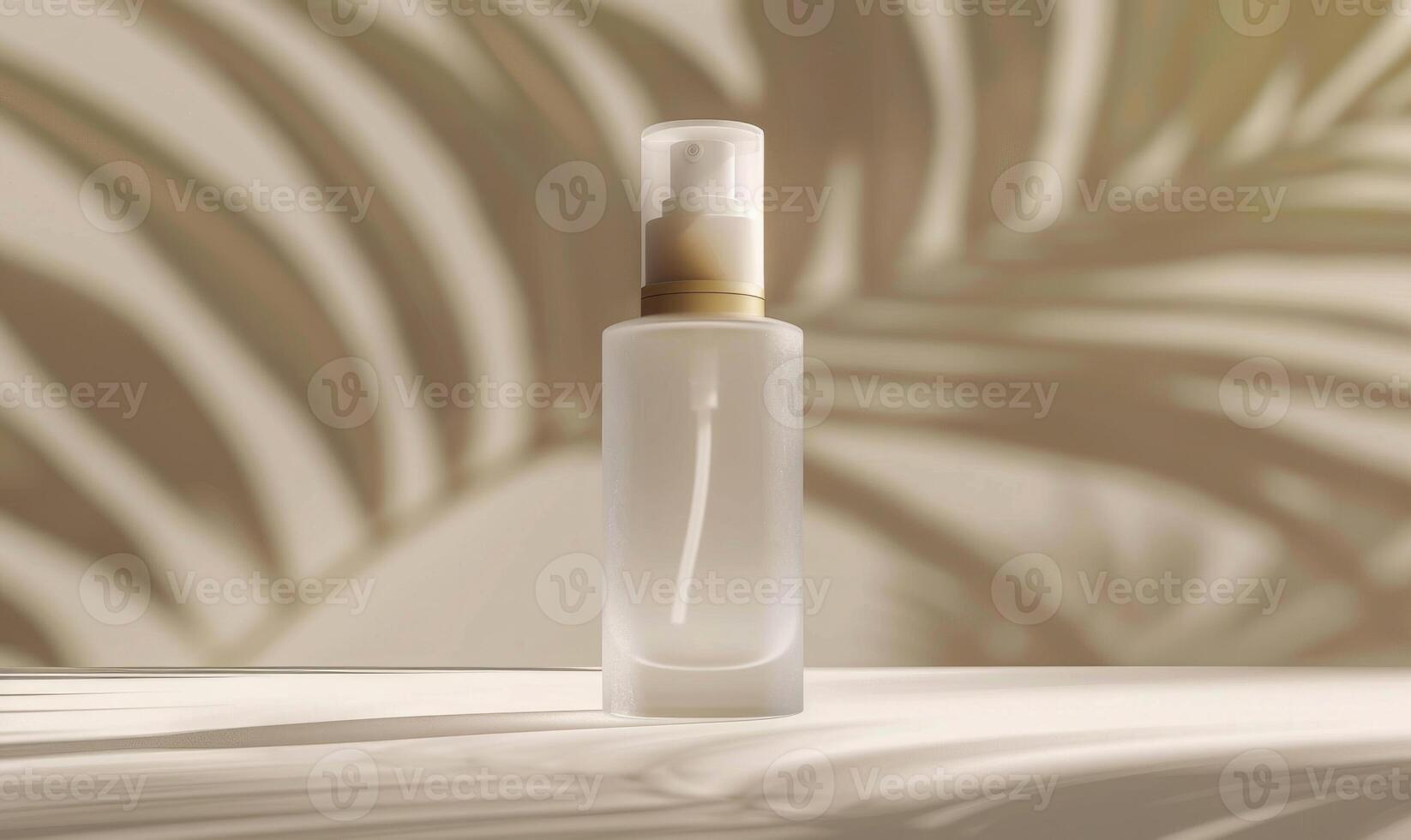 Frosted glass bottle mockup showcasing a luxurious hydrating facial serum with a sleek modern design photo