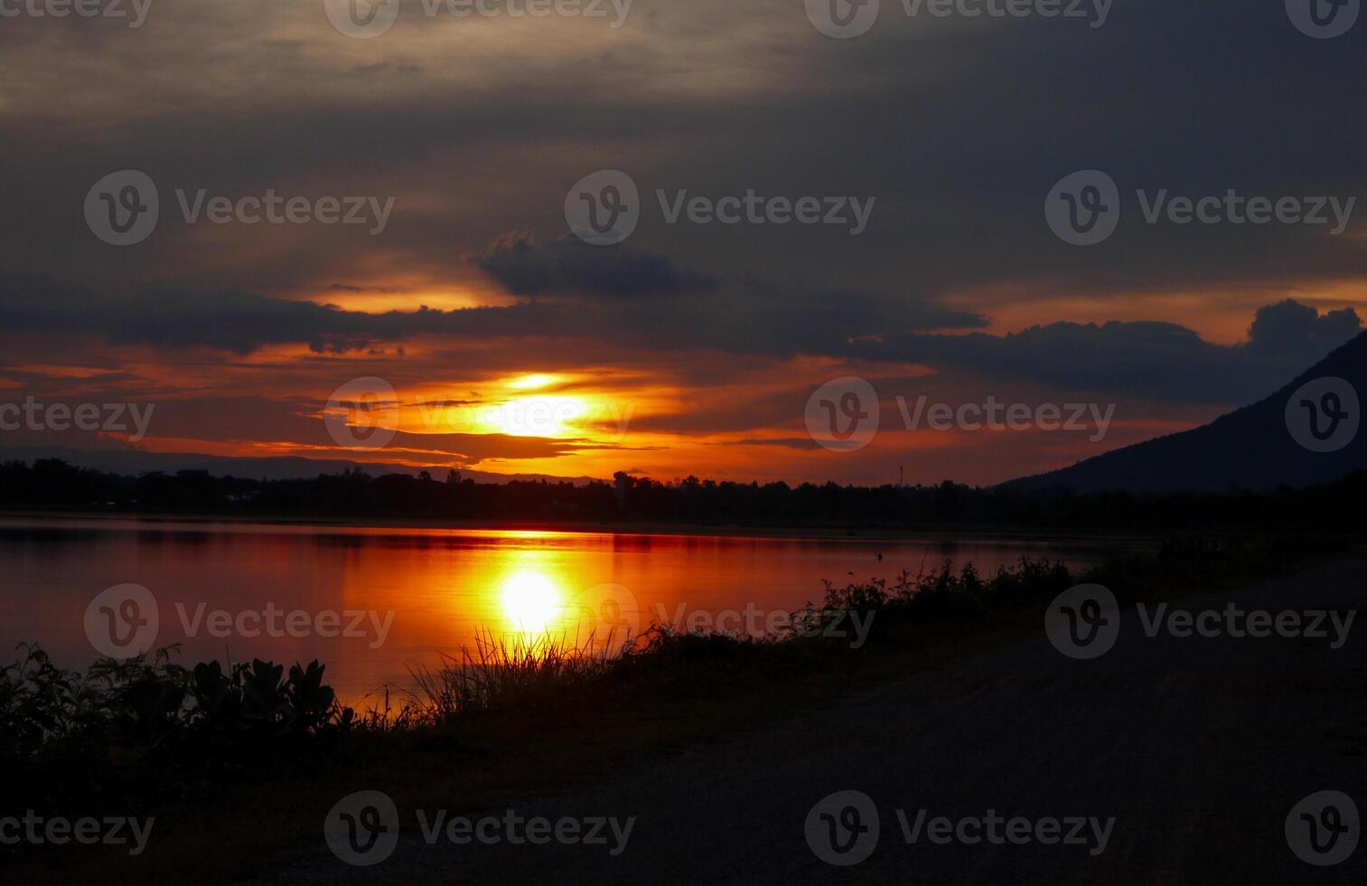 orange at sunset, beautiful with clouds photo