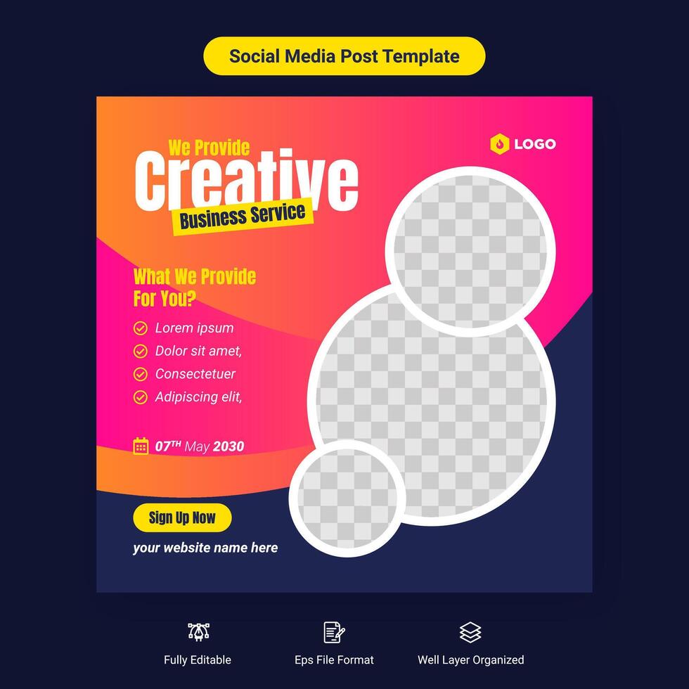 Creative business service social media cover post banner template design vector