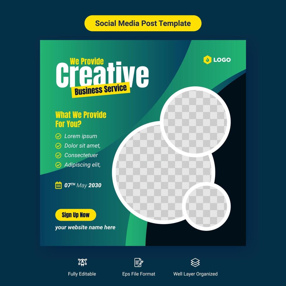 Creative business service social media cover post banner template design vector