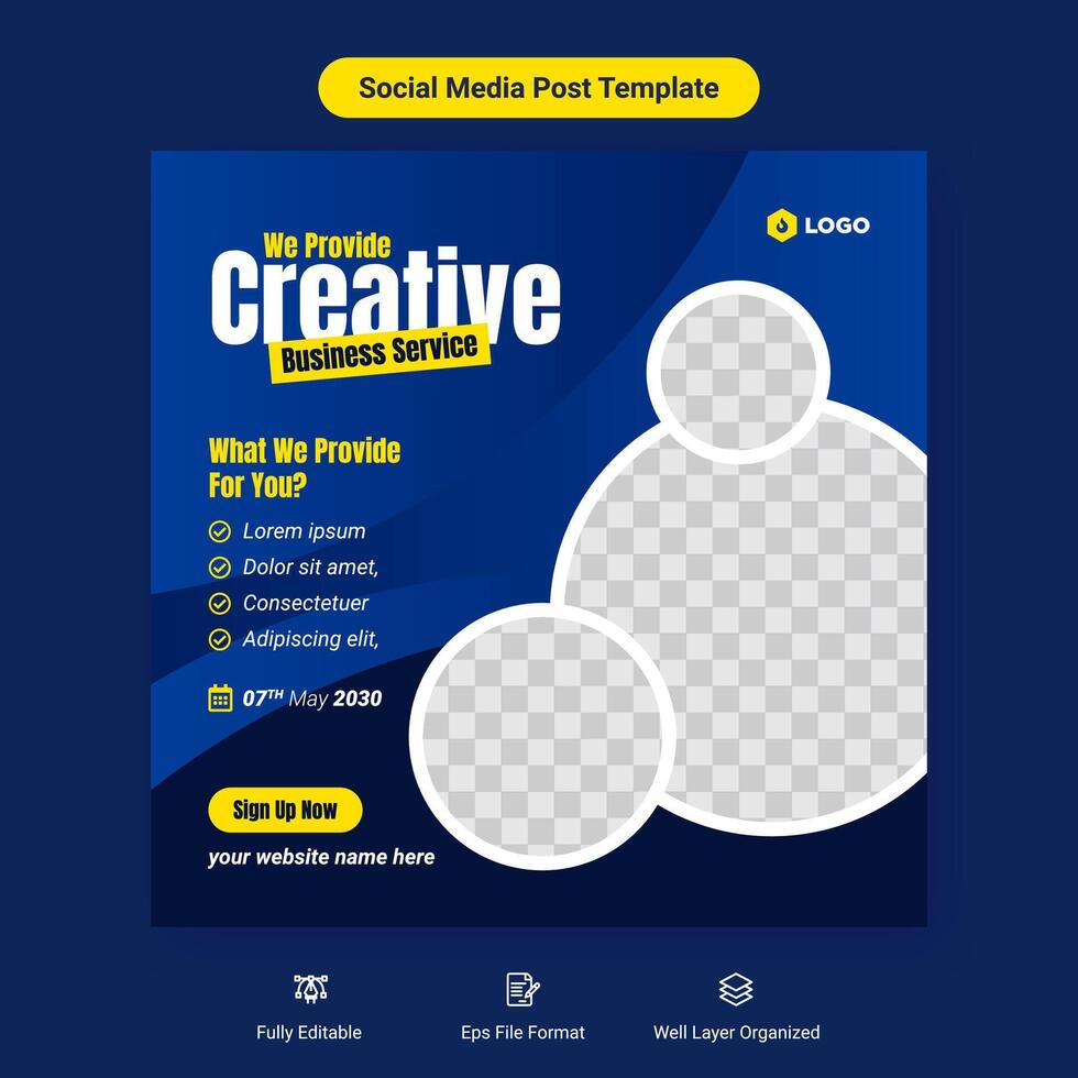 Creative business service social media cover post banner template design vector