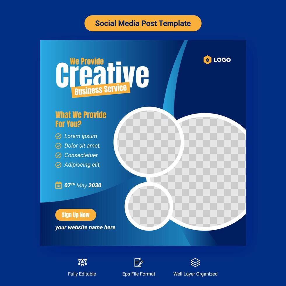 Creative business service social media cover post banner template design vector