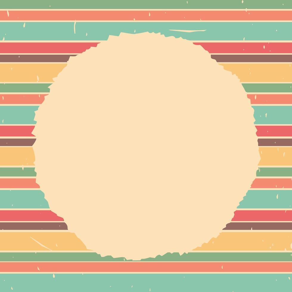 Vintage retro style background with geometric shapes and stripes. Round frame for text. Grunge texture. illustration vector