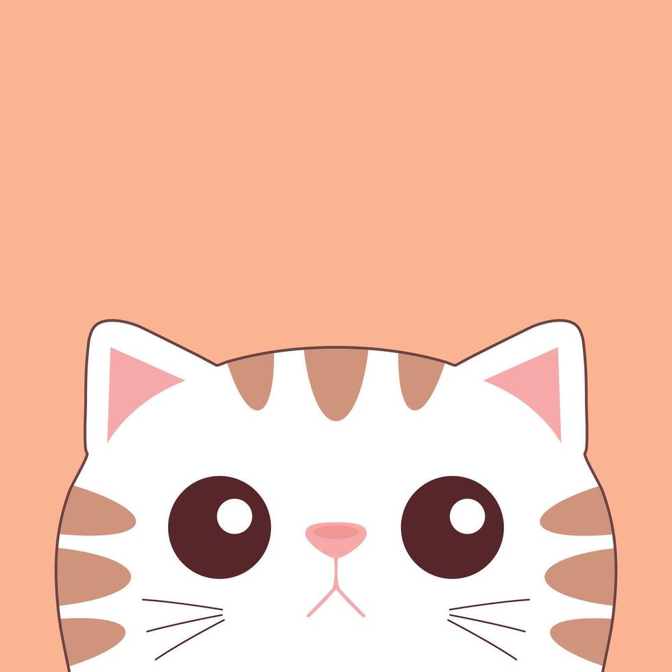 Cute peeking tabby cat face. Curious cat. Cute cartoon character. illustration vector