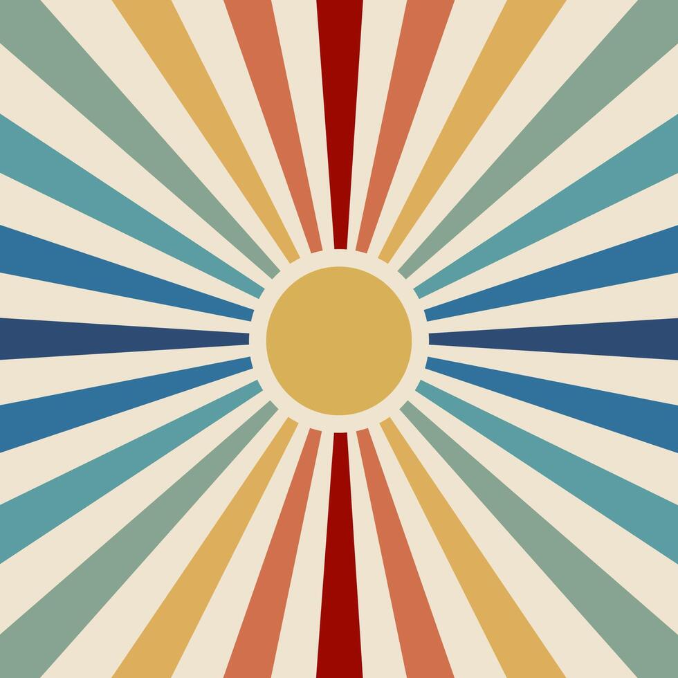 Colorful sun background, solar illustration, solar rays, sunlight wallpaper. vector