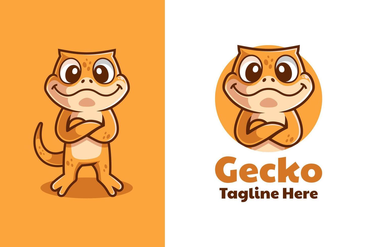 Fun Gecko Cartoon Mascot Logo Design vector