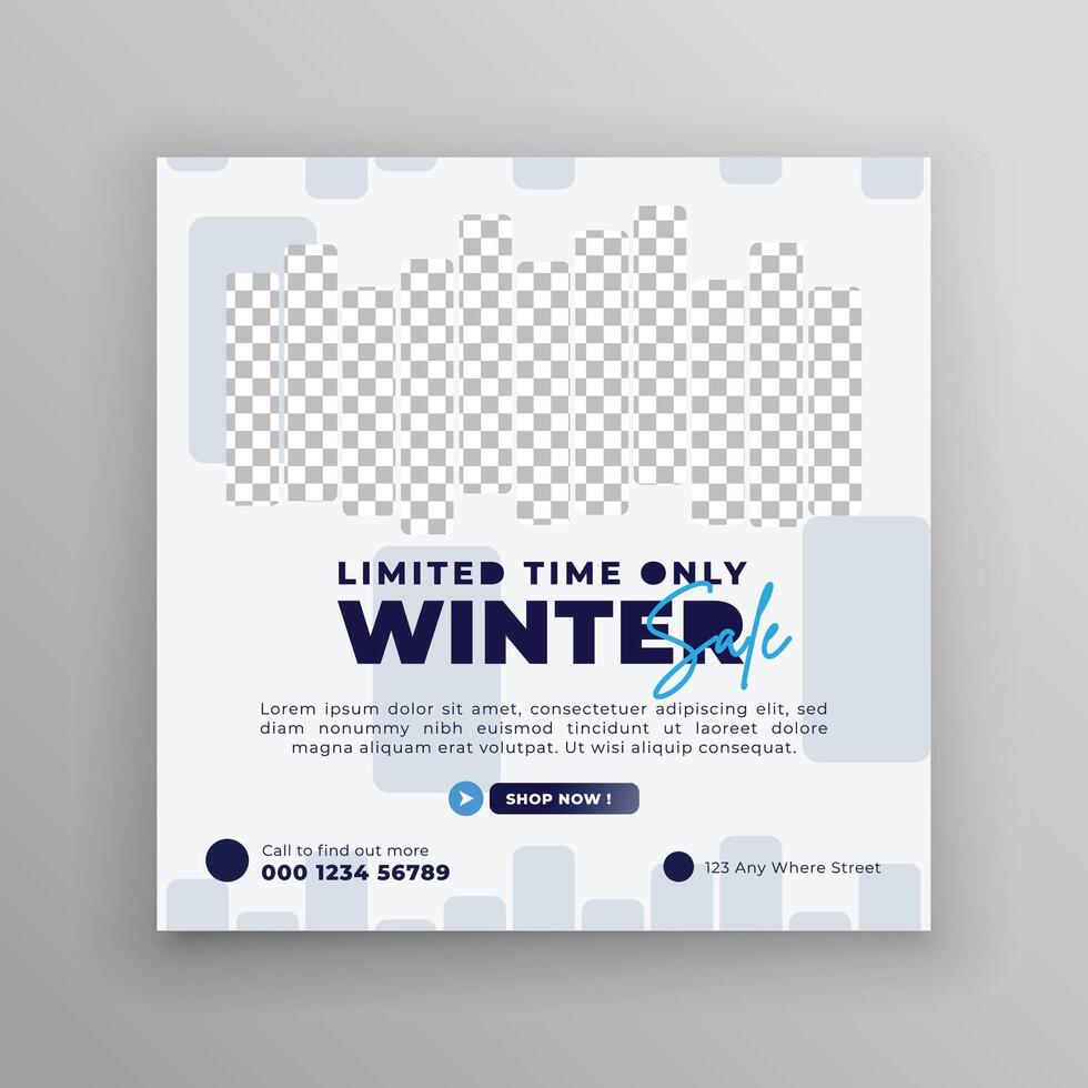 Winter fashion sale social media posts banner Template. Winter season blue cold Color Big sale social media advertising post banner template. vector