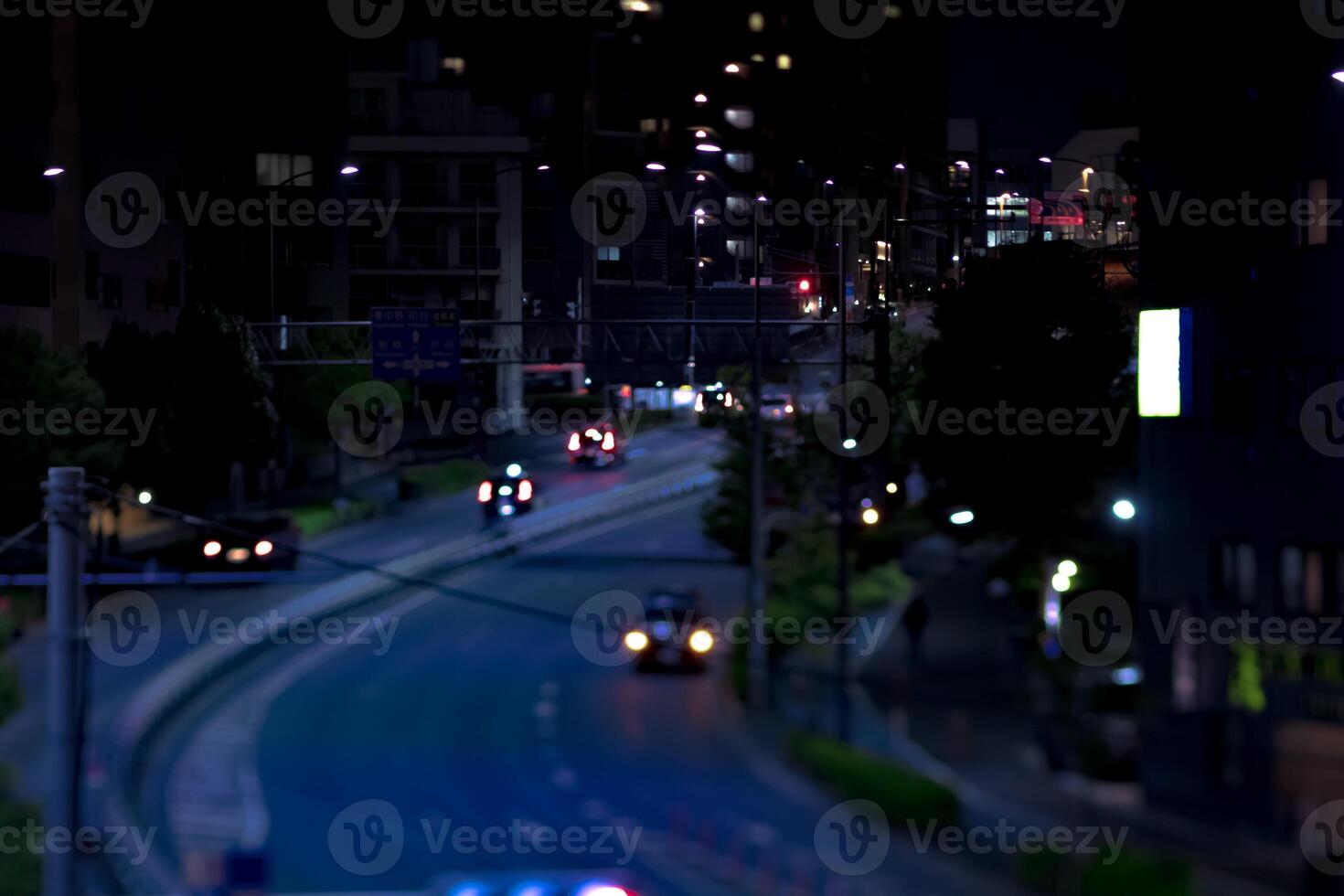 A night miniature traffic jam at Yamate avenue in Tokyo photo