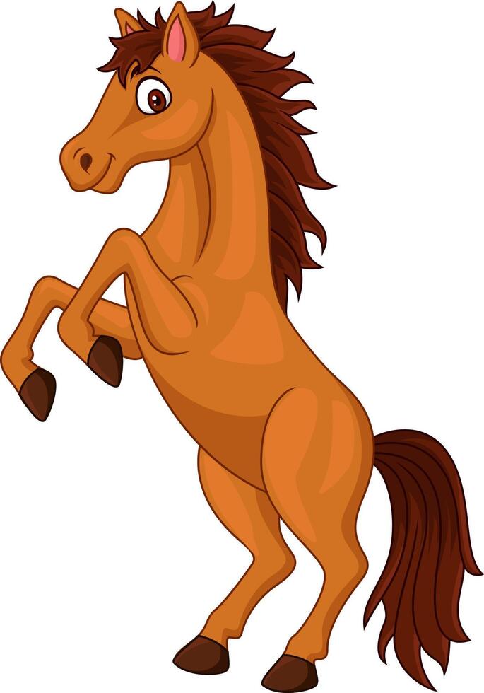 Cartoon happy horse standing on hind limb vector