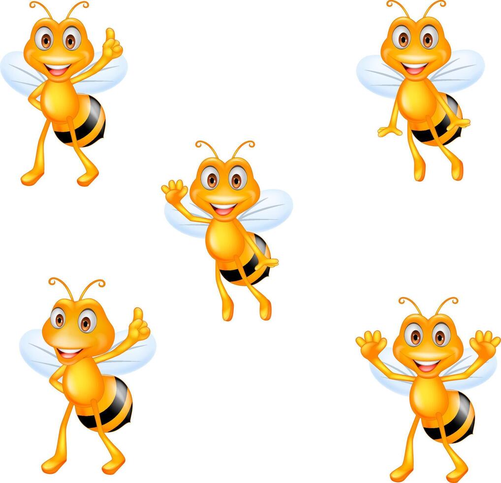 Cartoon bee set vector