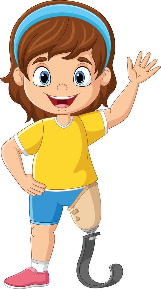 Happy girl with prosthetic leg vector