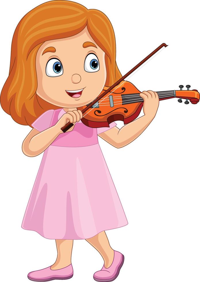 Cartoon little girl playing a violin vector