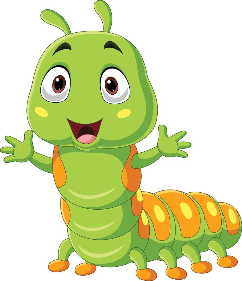 Cartoon caterpillar isolated on white background vector