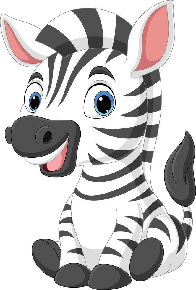 Cartoon cute baby zebra sitting vector