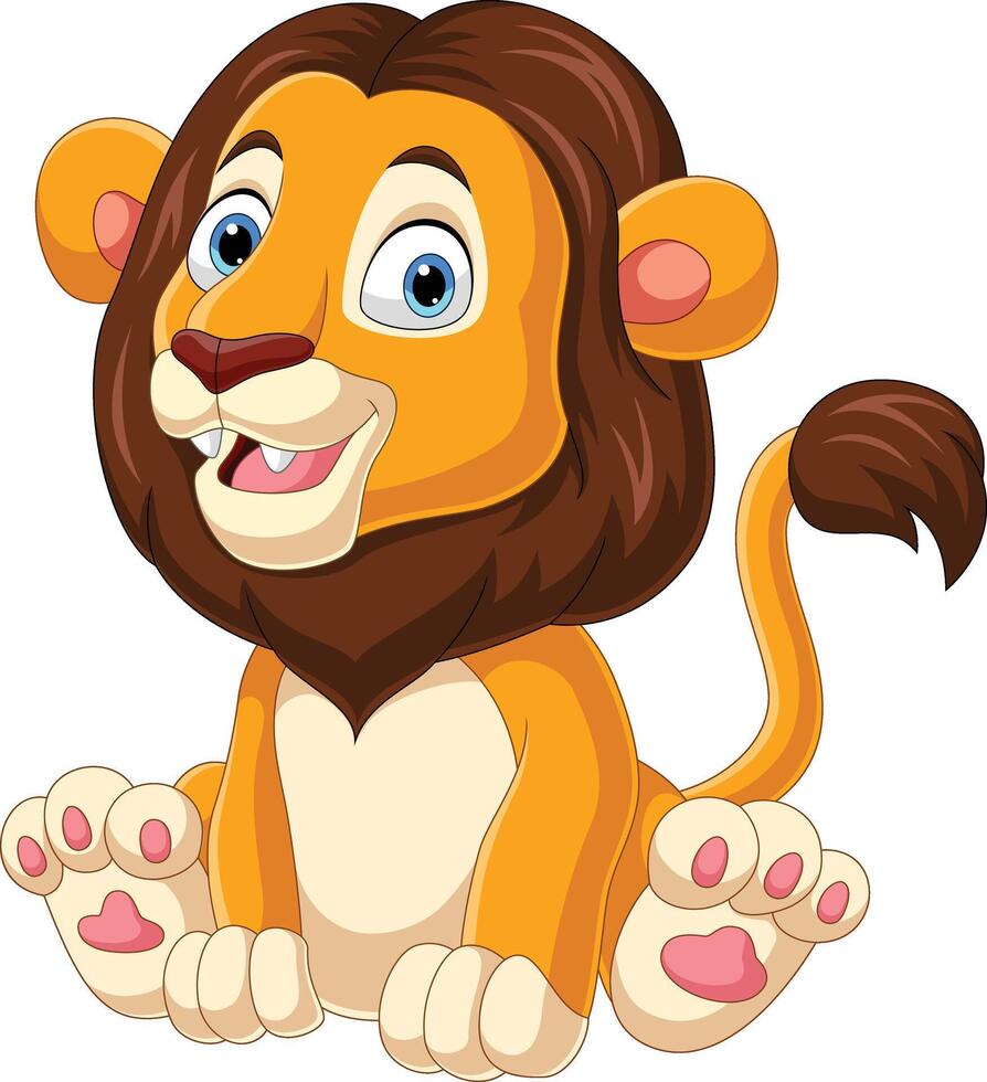 Cartoon funny lion sitting vector