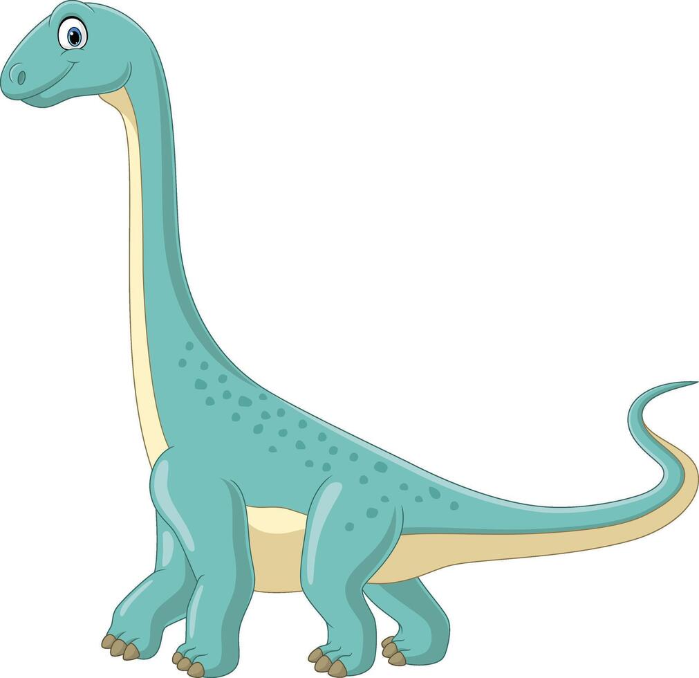 Cartoon brontosaurus dinosaur on white background vector