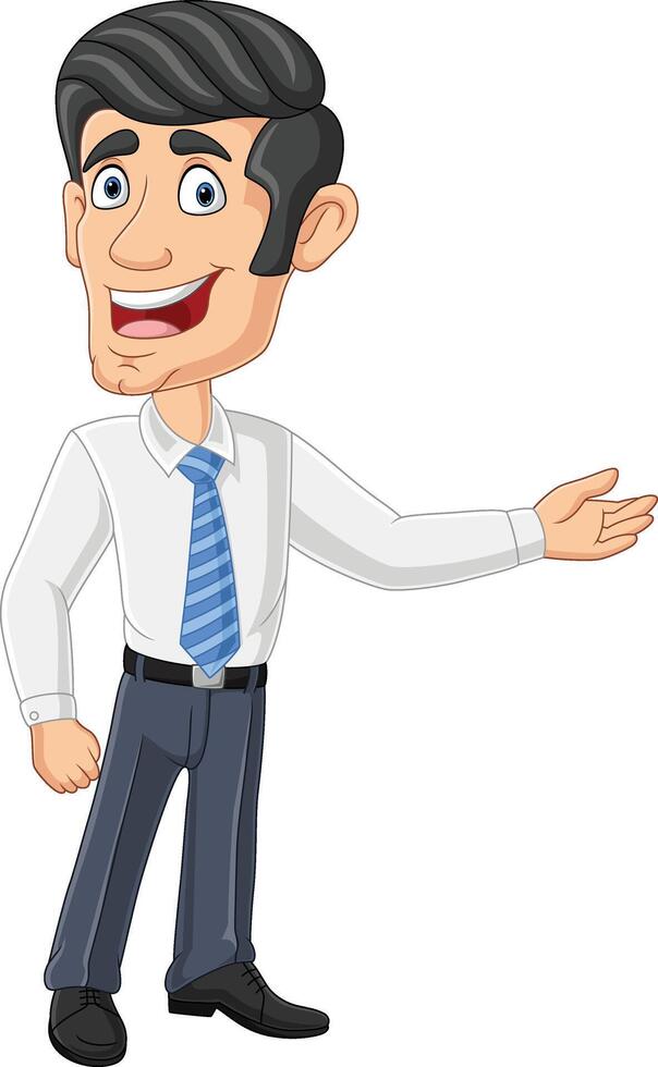 Cartoon businessman presenting on white background vector
