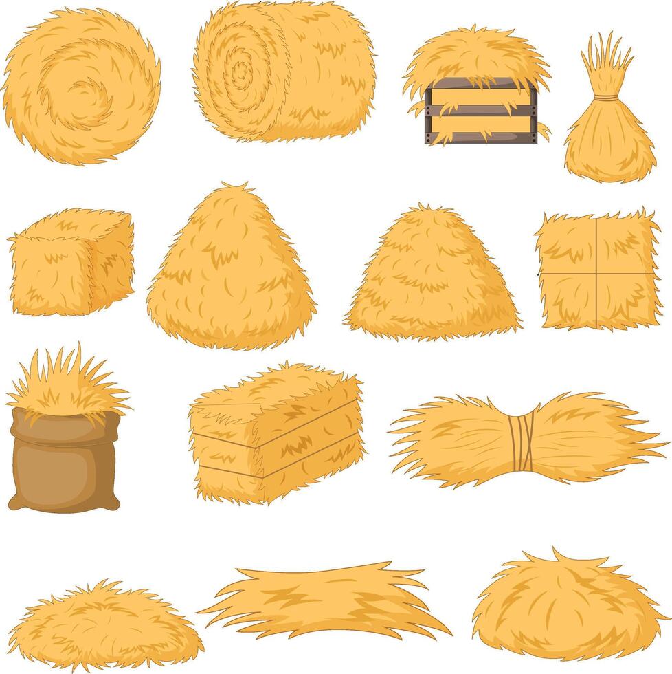 Set of haystacks on white background vector