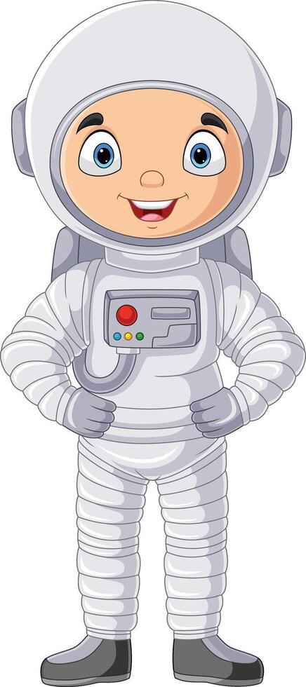 Cartoon astronaut standing on white background vector