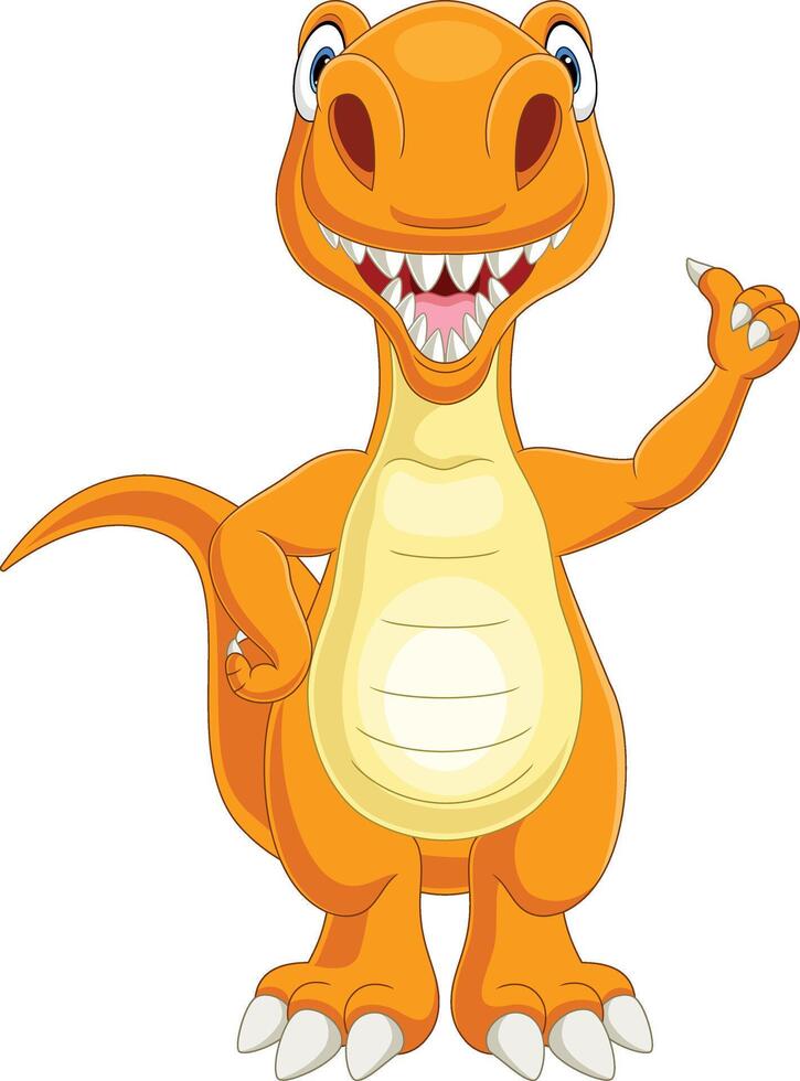 Cartoon dinosaur giving thumb up vector