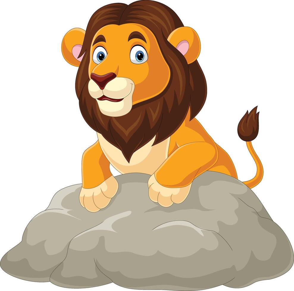 Cartoon lion standing on the rock vector