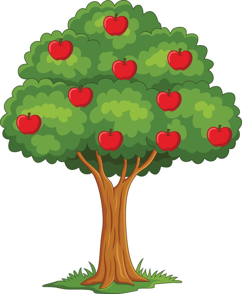 árbol de manzana de dibujos animados aislado sobre fondo blanco vector