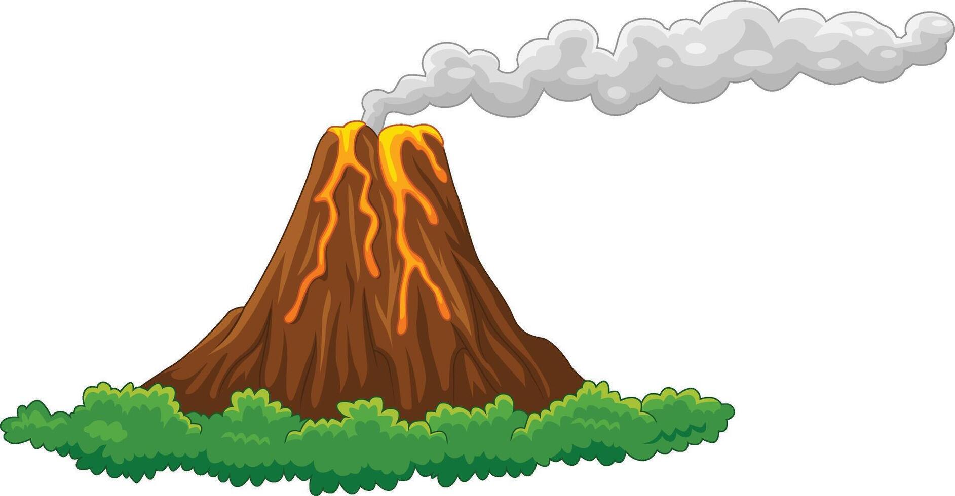 volcán isla en erupción con lava vector