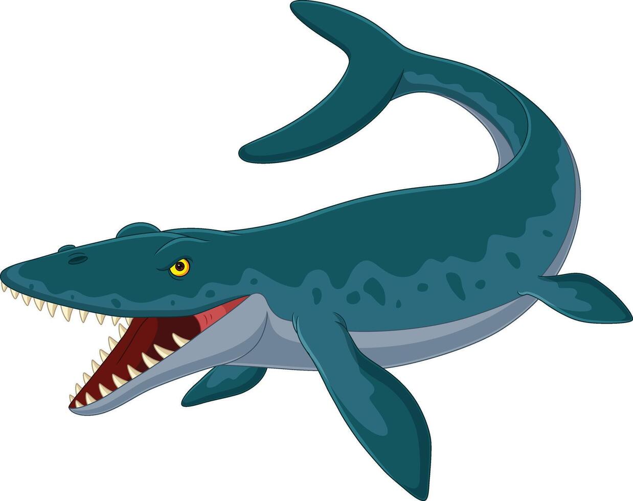 Cartoon mosasaurus on white background vector