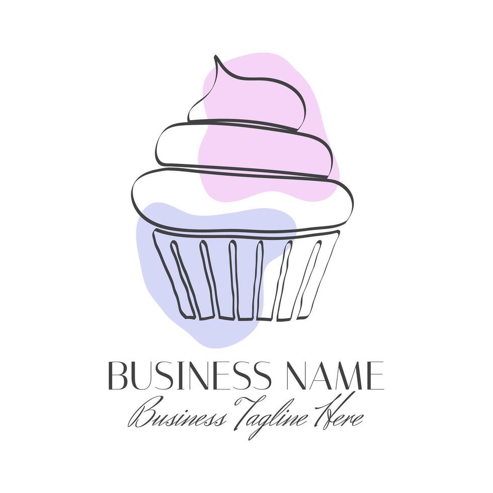 Outline Modern Cupcake Logo for Bakery in Abstract Style vector