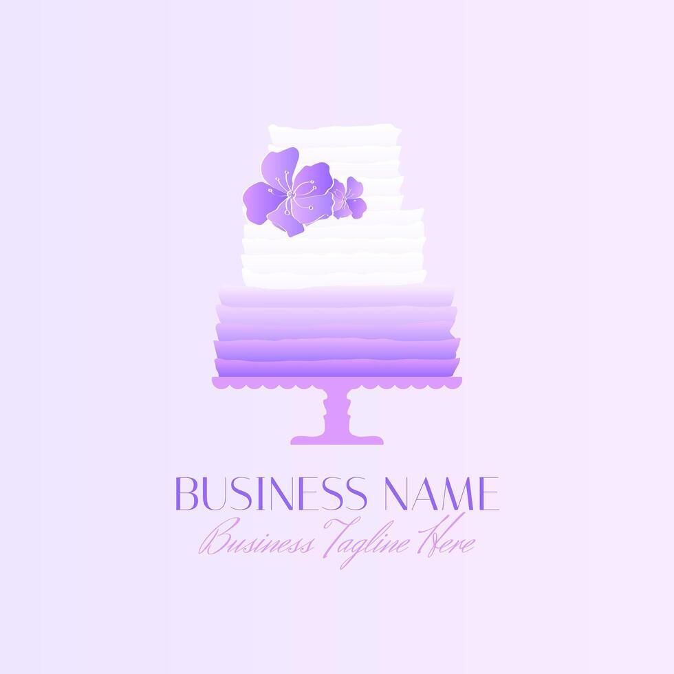 Cake Bakery Logo in Elegant Style in Purple Color vector