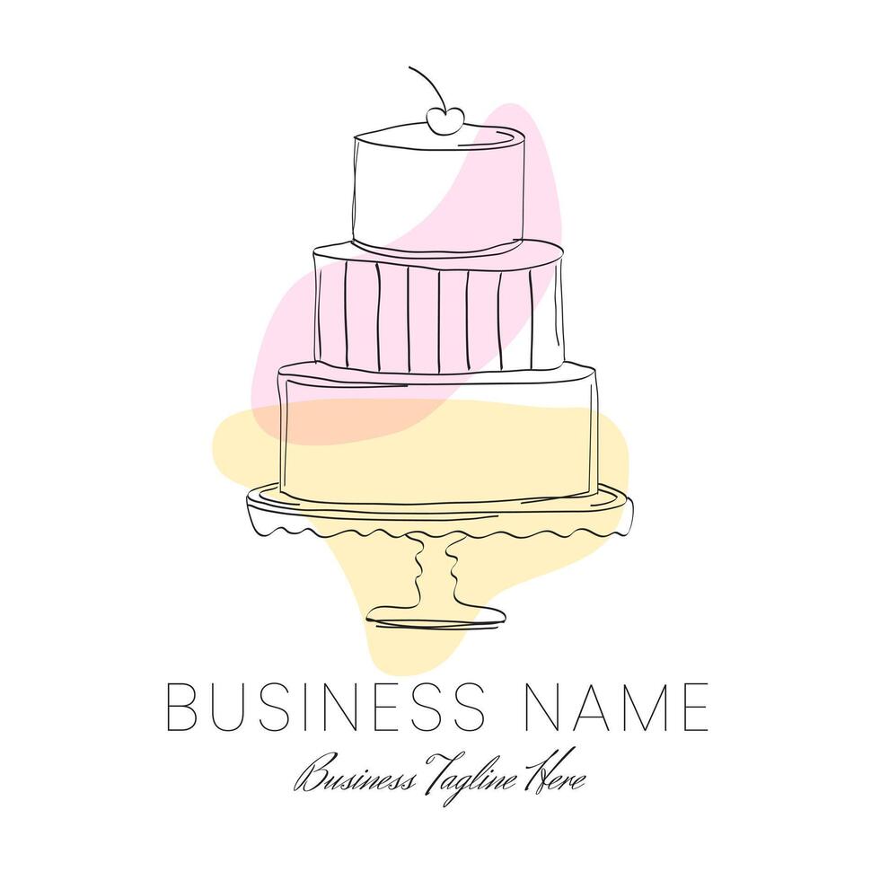 Abstract Cake Logo Design in Yellow and Orange color and Draft Style vector